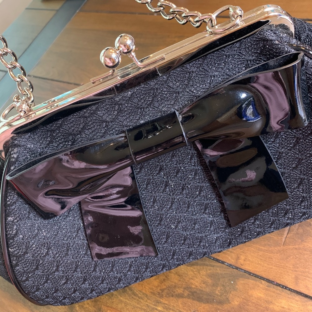 Pinup Couture The 50s Bow Handbag in Black Glitter